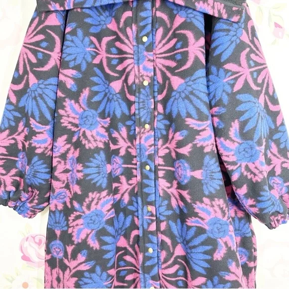 Free People This Love Black and Pink Floral Sherpa lined Coat - Picture 9 of 16